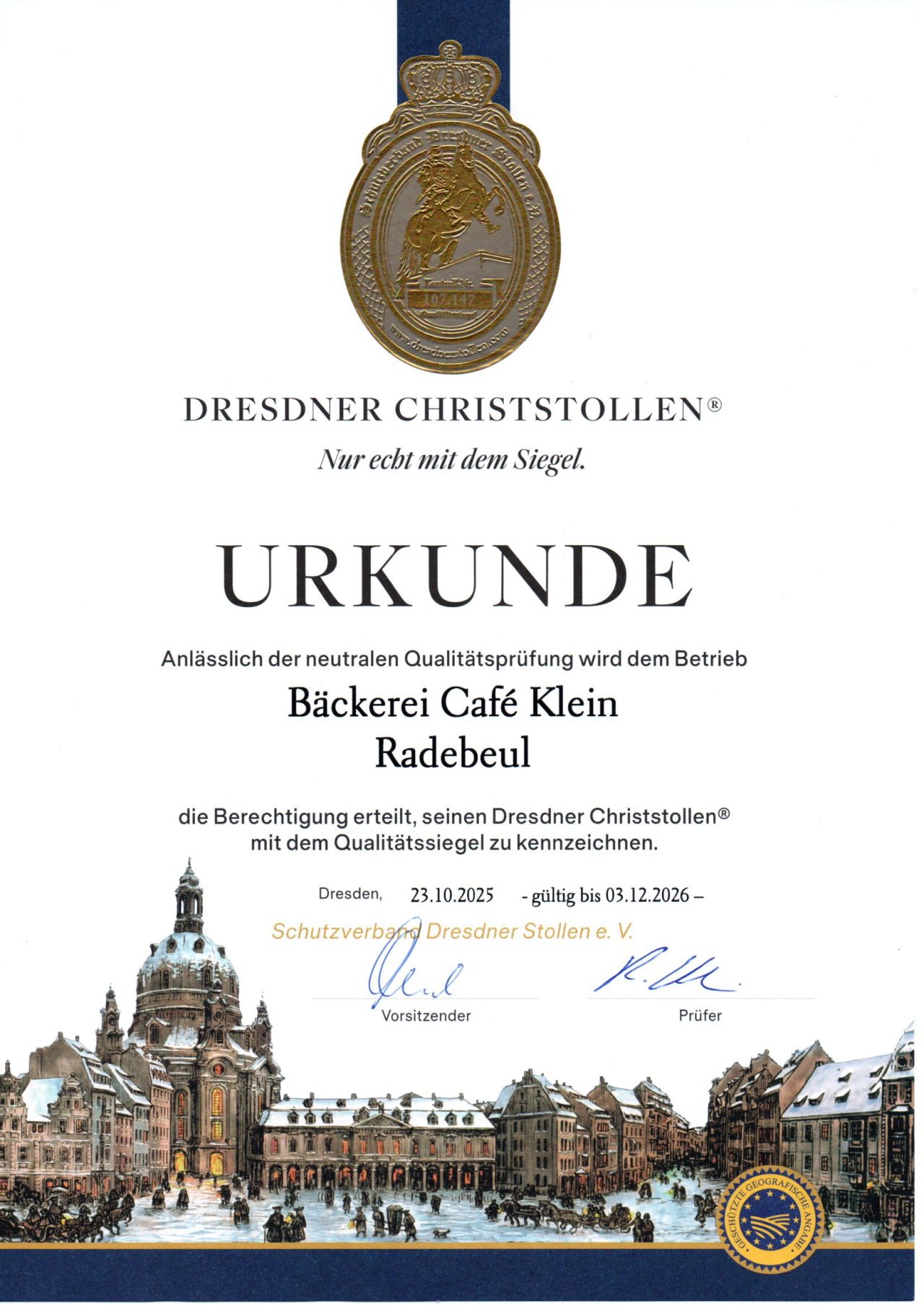 Bäckerei & Café Klein – Zerifikat Bäckerei & Café Klein – Zerifikat